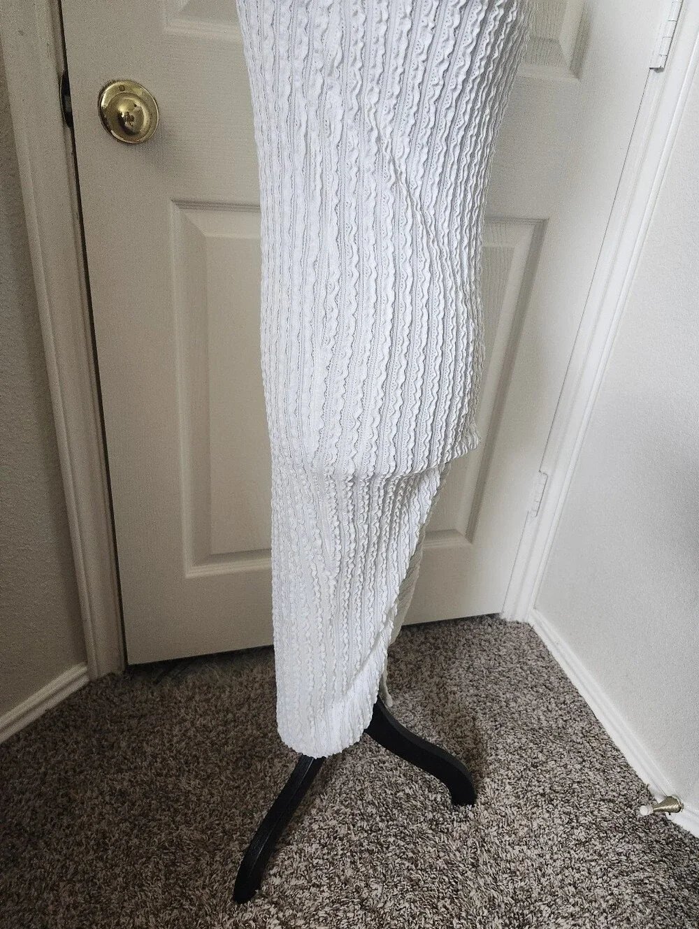 12th Tribe White Textured Halter Midi Dress - Women